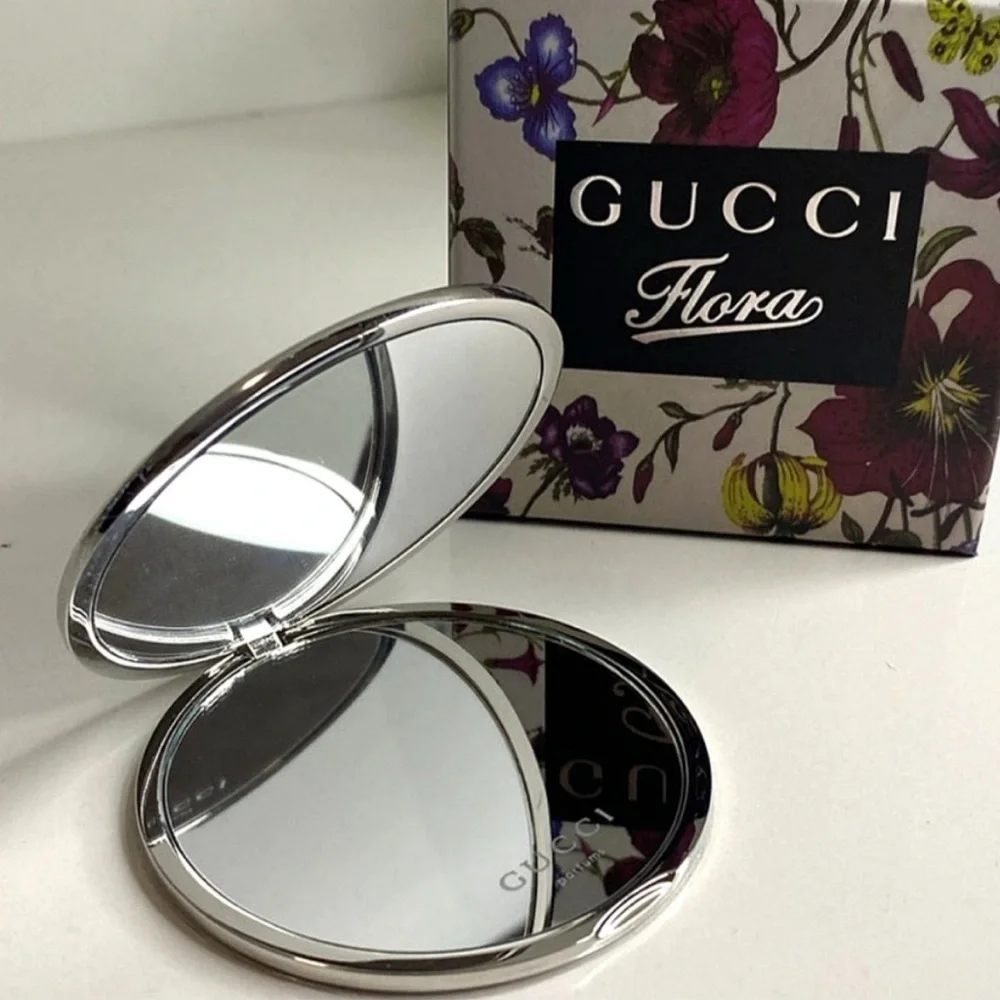 💐NIB GORG GUCCI FLORA LIMITED EDITION Compact Mirror w/Silver Floral Engraving